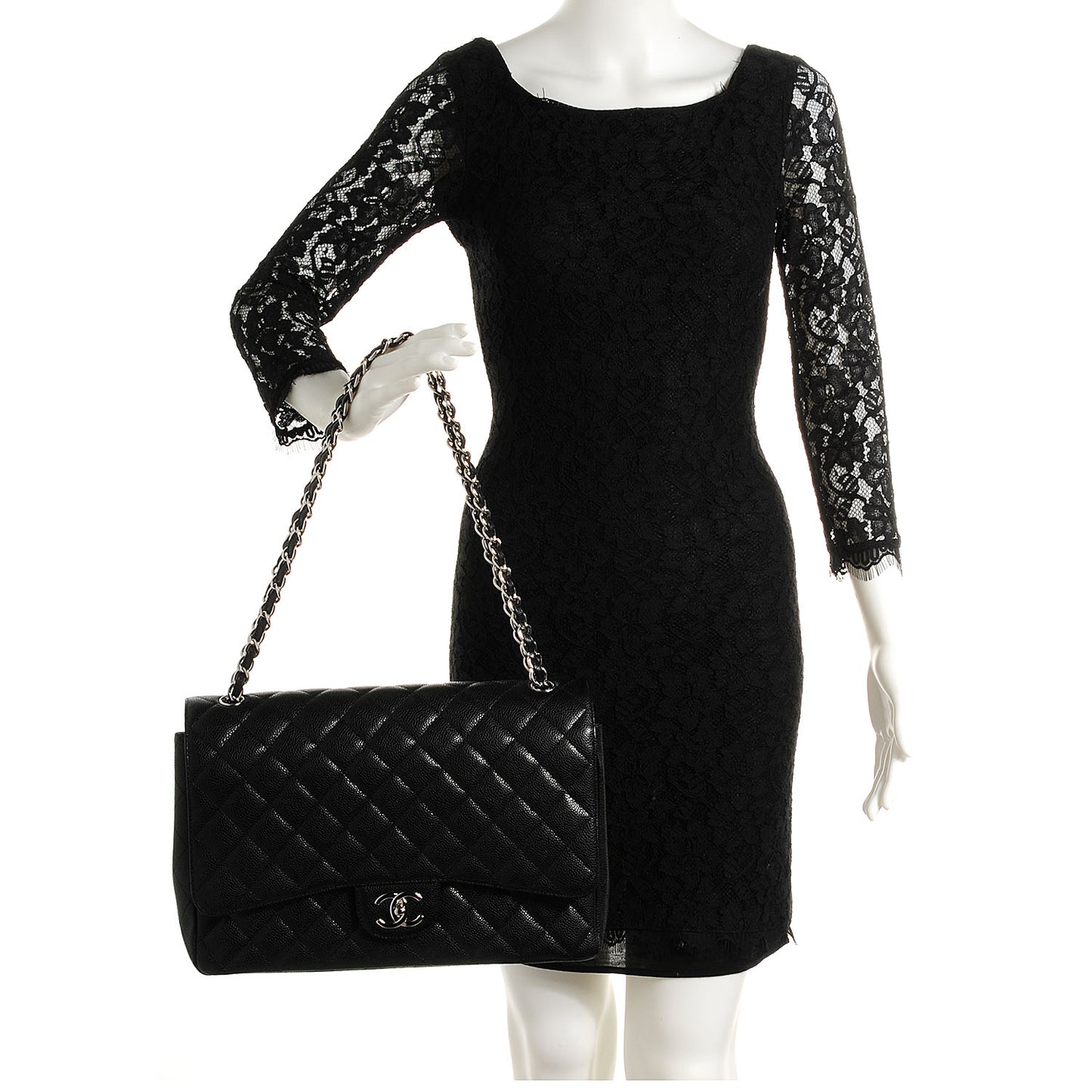 Caviar Quilted Maxi Double Flap Black