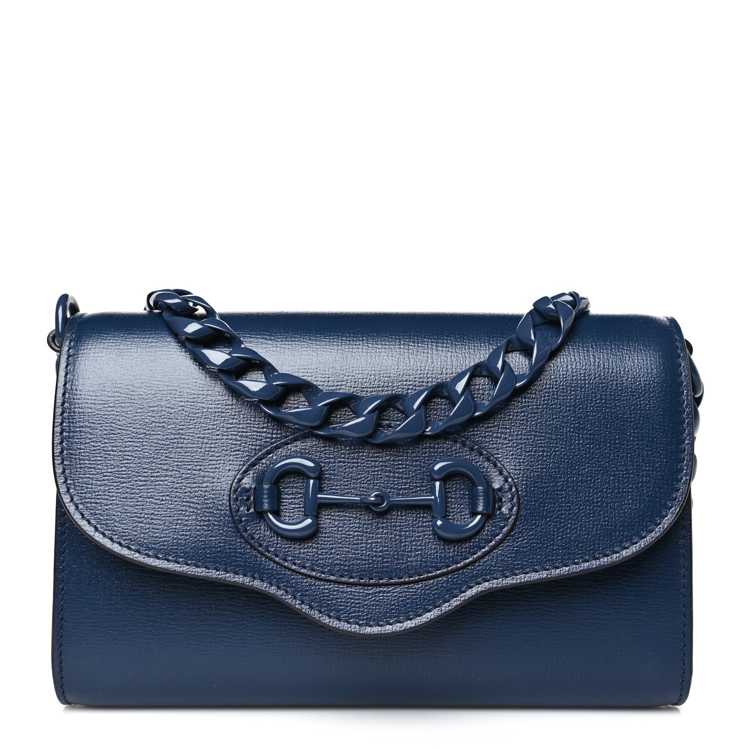 Gucci Azalea Calfskin Web Monochrome Mini Horsebit 1955 Chain Shoulder Bag Blue 1 of 10