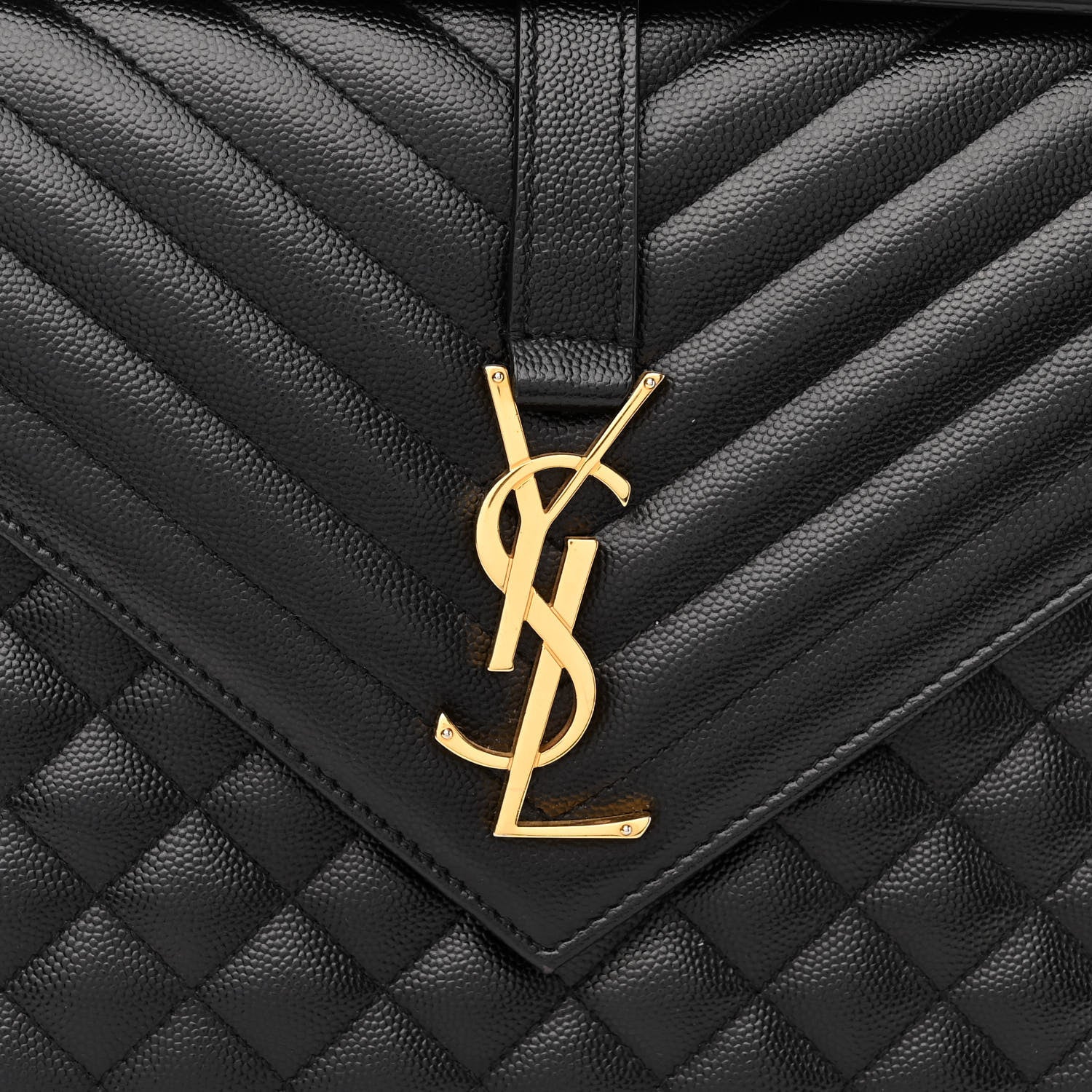 Saint Laurent Grain De Poudre Textured Mixed Matelasse Large Triquilt Monogram Satchel Black 7 of 9