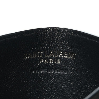 Saint Laurent Grain De Poudre Matelasse Chevron Monochrome Monogram Credit Card Case Black 6 of 8