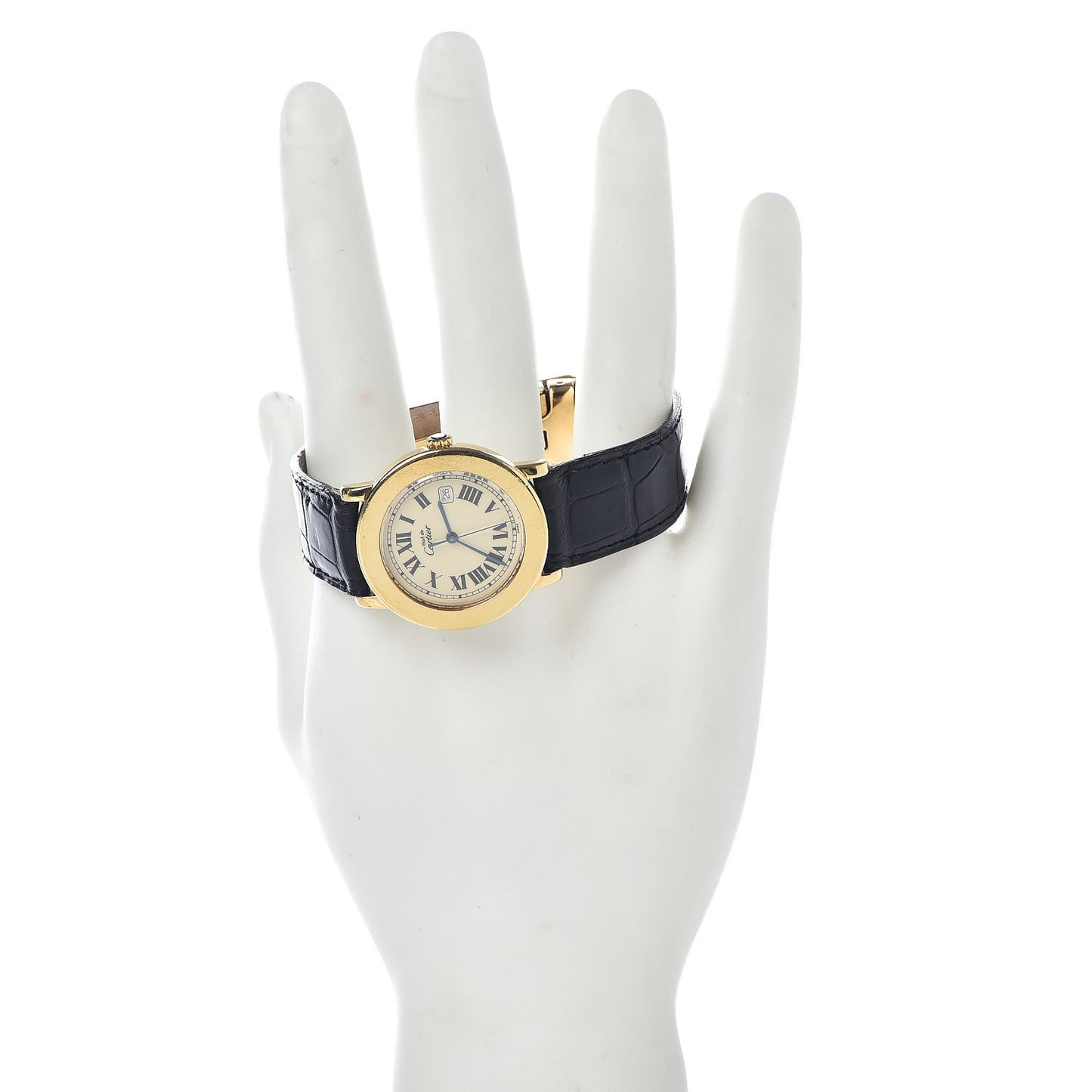 Sterling Silver Vermeil Calfskin 33mm Must De Cartier Quartz Watch