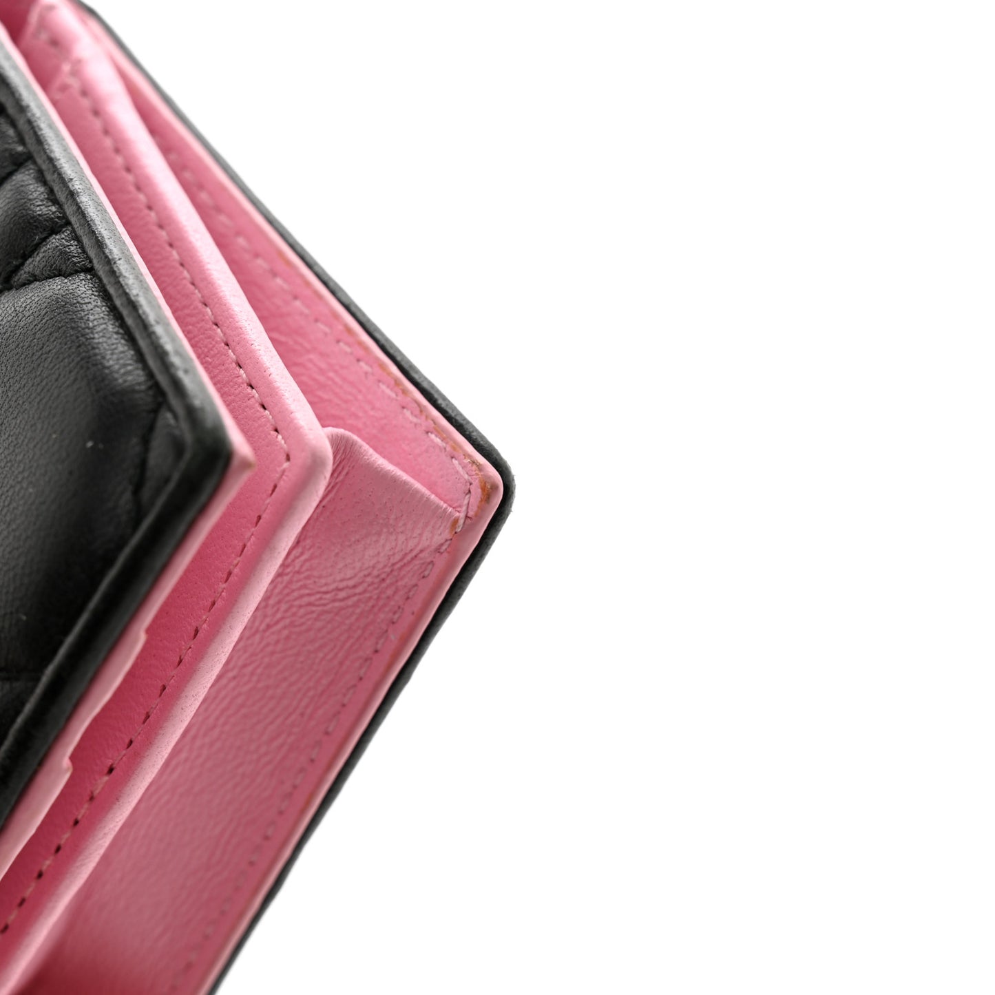 Lambskin Cannage Bi-Color Small Lady Dior Flap Card Holder Black Pink
