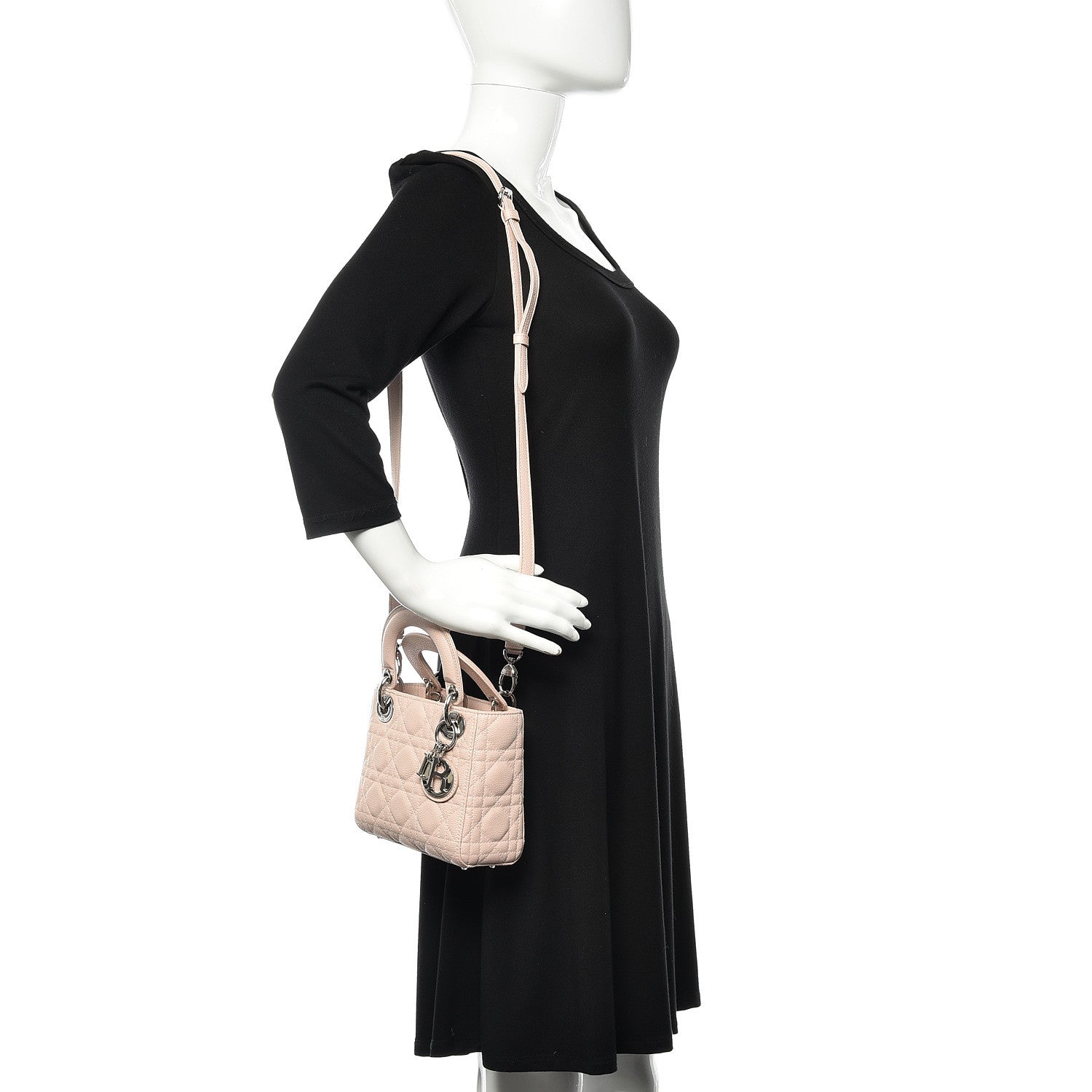 Christian Dior Grained Calfskin Cannage Mini Lady Dior Rose Poudre 2 of 10