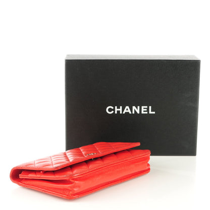 Chanel Lambskin Quilted Wallet On Chain WOC Red 7 of 12