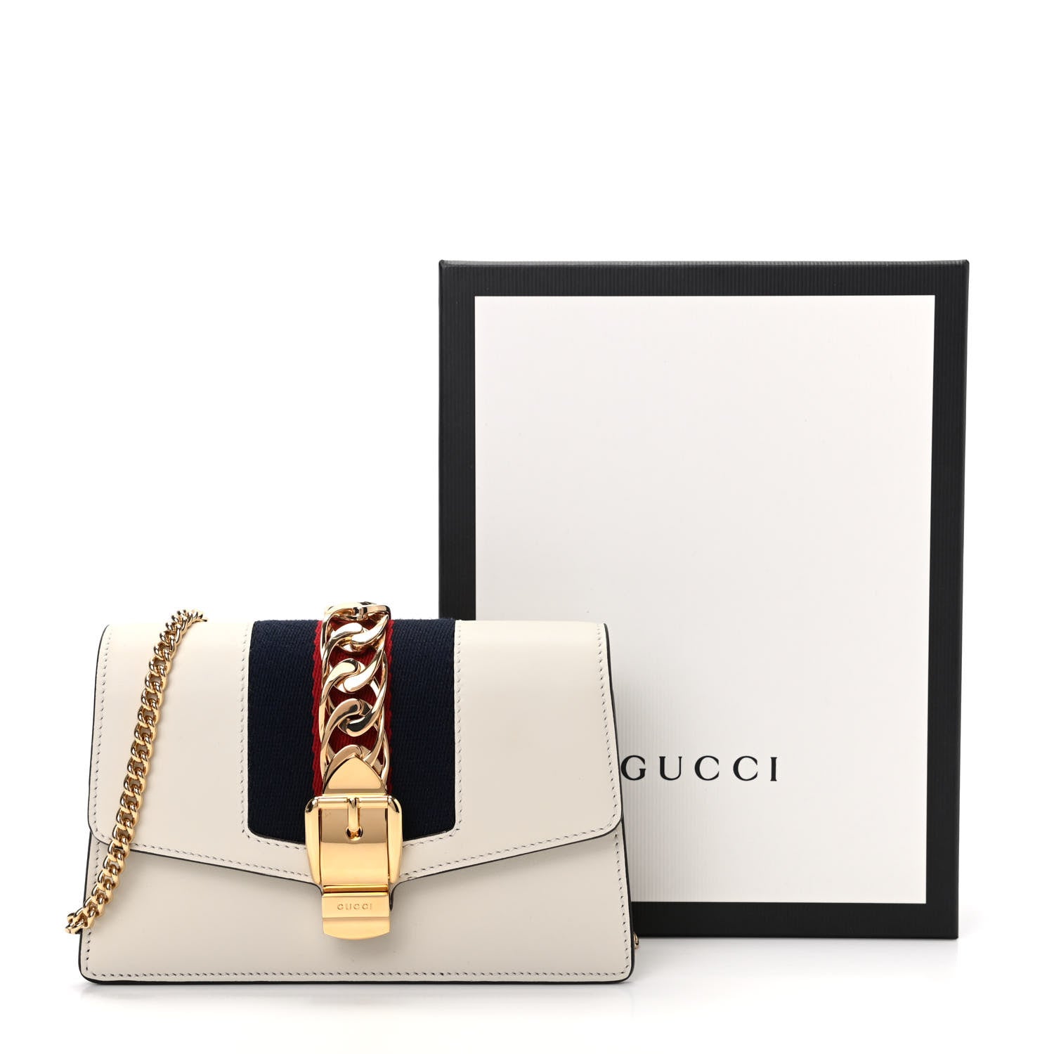 Gucci Calfskin Super Mini Sylvie Chain Shoulder Bag White 10 of 10