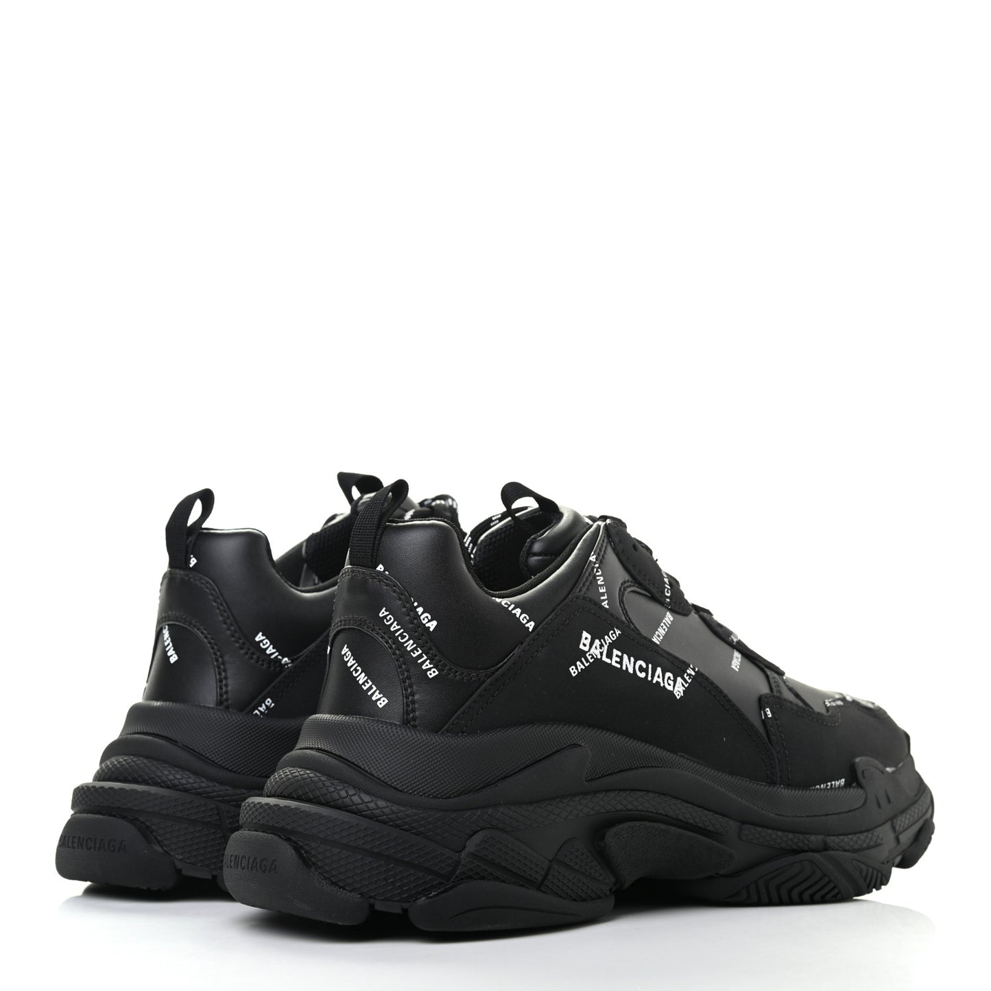 Technical Fabric Allover Logo Mens Triple S Sneakers 44 Black White