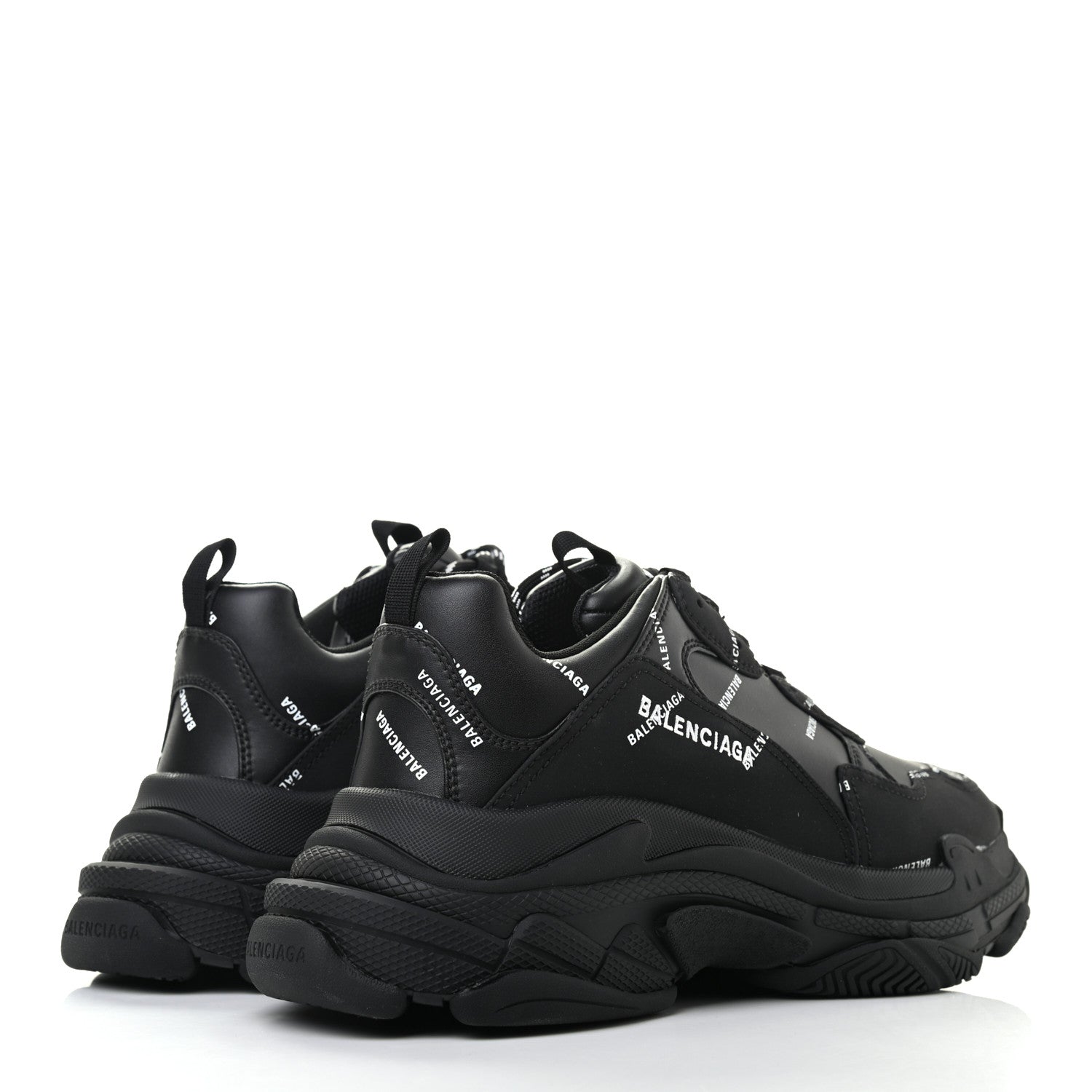 Balenciaga Technical Fabric Allover Logo Mens Triple S Sneakers 44 Black White 4 of 7