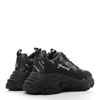 Balenciaga Technical Fabric Allover Logo Mens Triple S Sneakers 44 Black White 4 of 7
