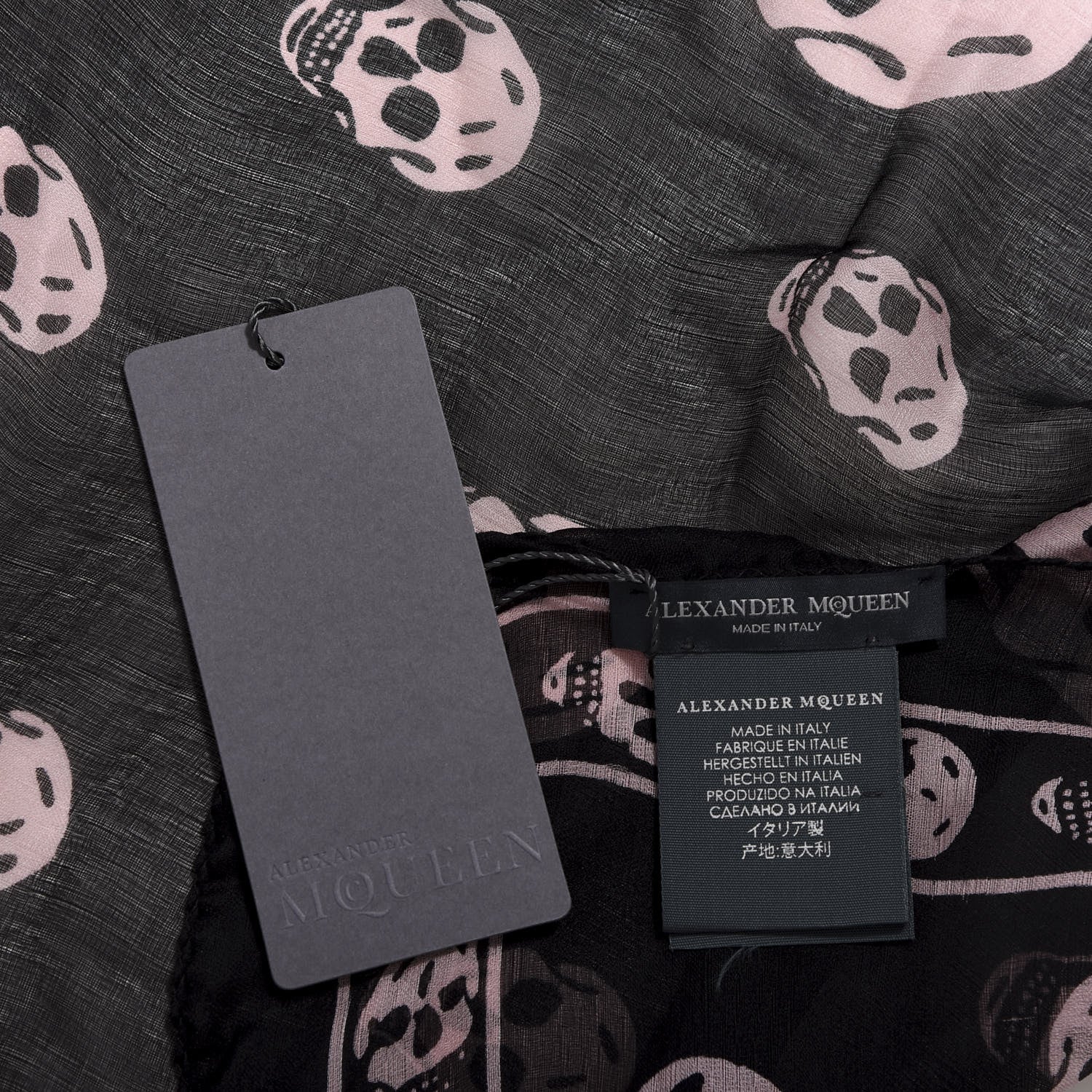 Alexander McQueen Silk Chiffon Skull Scarf Black Blush 2 of 4