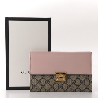 Gucci GG Supreme Monogram Calfskin Padlock Clutch Beige Perfect Pink 8 of 8