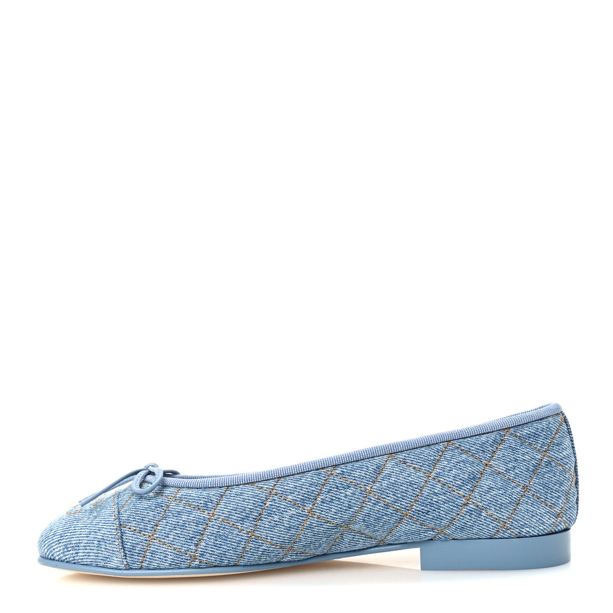 Chanel Denim Quilted CC Cap Toe Ballerina Flats 37 Light Blue 1 of 10