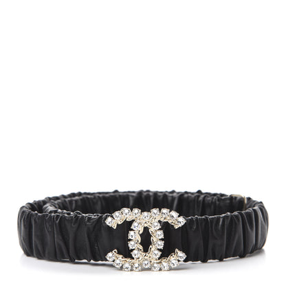 Chanel Calfskin Strass Ruched Rope CC Belt 75 30 Black 1 of 3