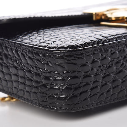 Miu Miu Crocodile Print Calfskin Bandoleer Bag Black 5 of 9