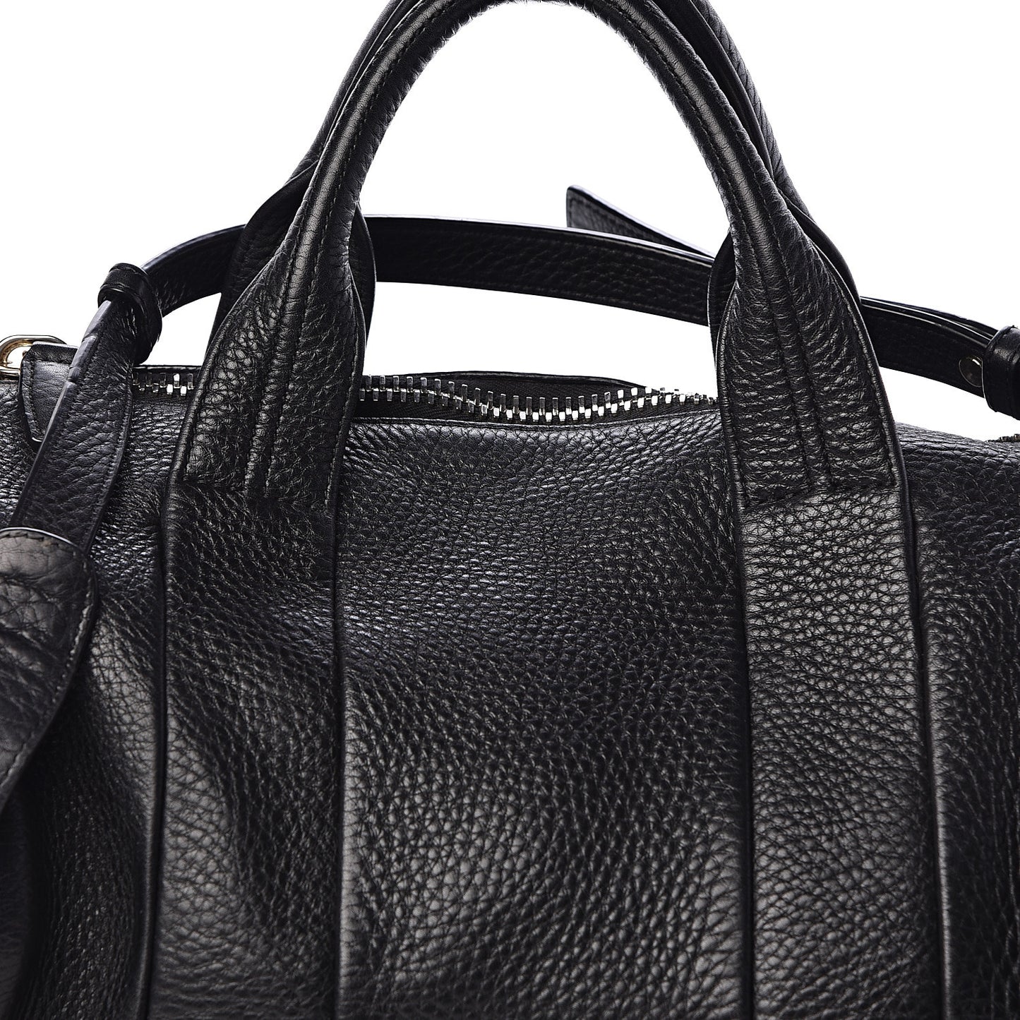 Pebbled Lambskin Rocco Black Silver Hardware