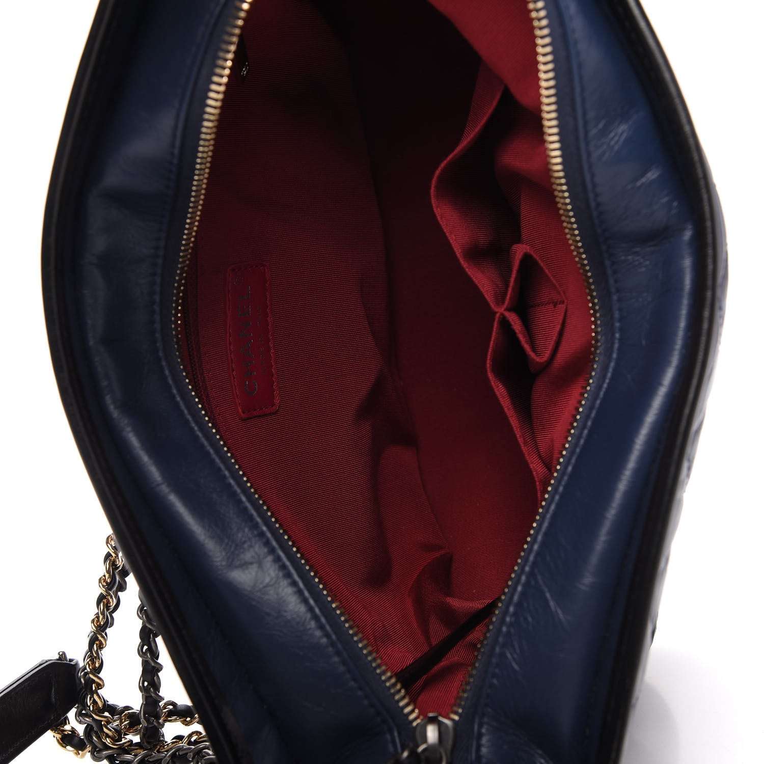 Chanel Aged Calfskin Quilted Medium Gabrielle Hobo Navy Black 5 of 10