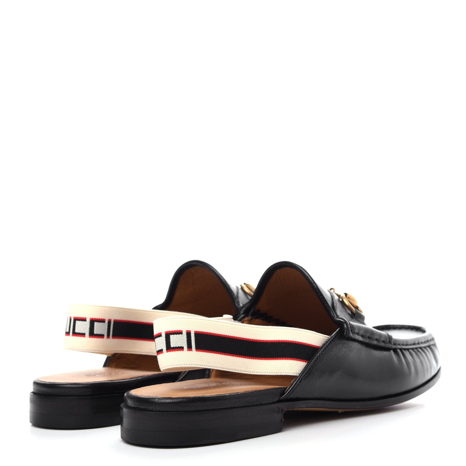 Gucci Goatskin Stripe Mens Horsebit Slingback Slippers 9.5 Black 4 of 11