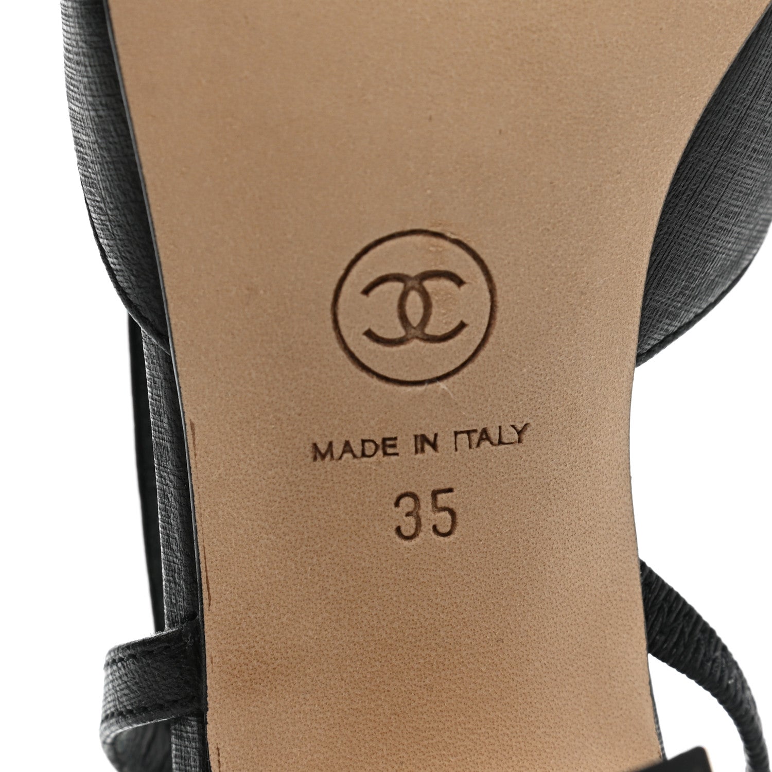 Chanel Goatskin Calfskin Cap Toe CC Slingback Sandals 35 Black 6 of 10