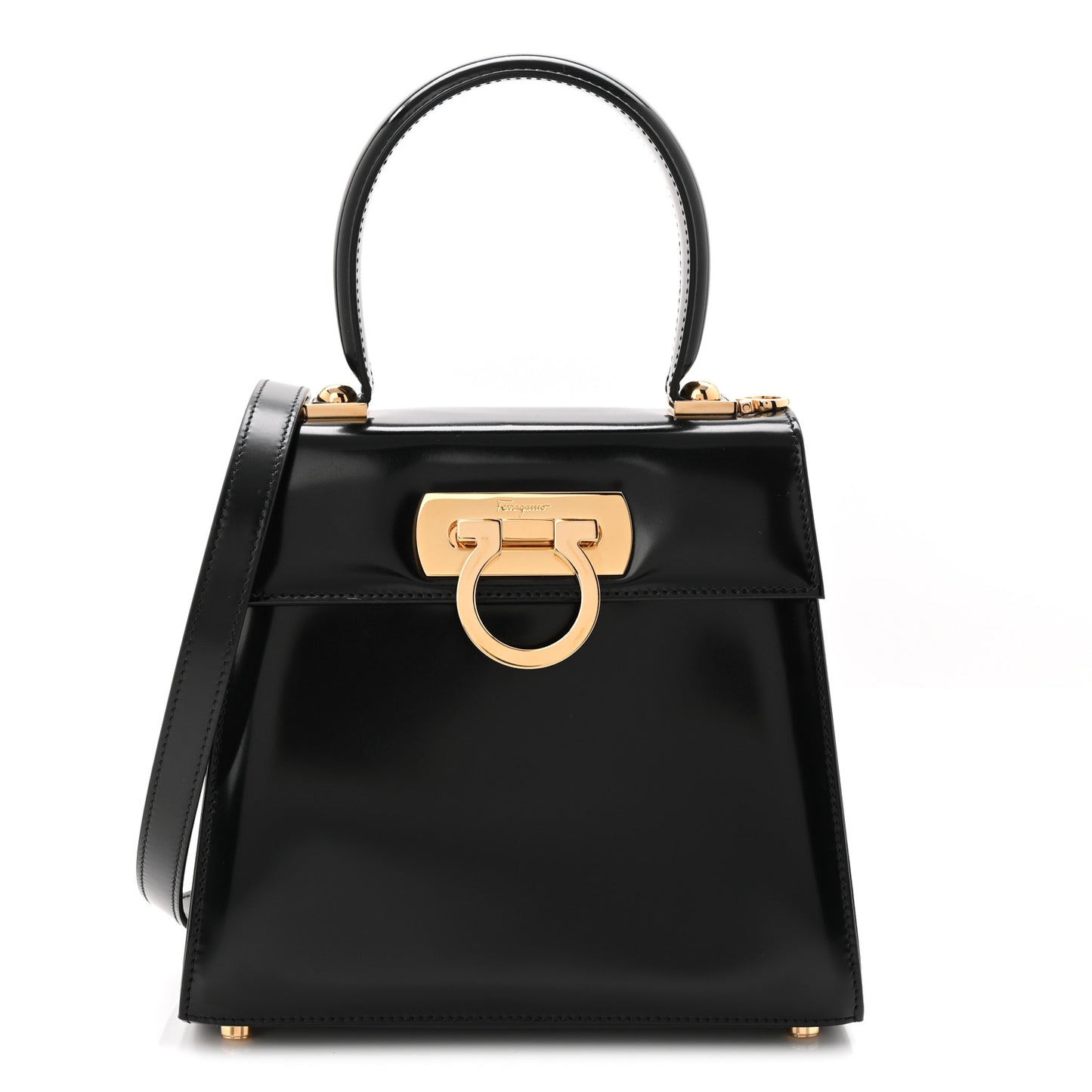 Brushed Off Calfskin Small Iconic Top Handle Black