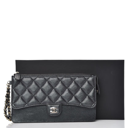 Chanel Iridescent Caviar Quilted Classic Pouch With Handle Black 9 of 9