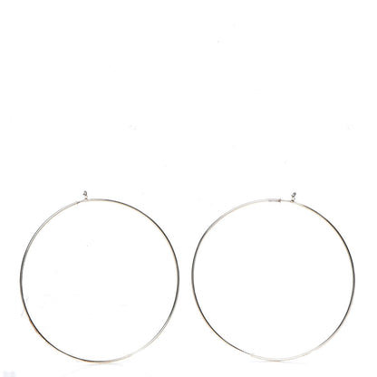 Tiffany Sterling Silver Diamond XL Elsa Peretti Hoop Earrings 3 of 7