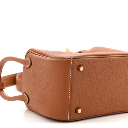 Hermes Taurillon Clemence Mini Lindy 20 Gold 9 of 11