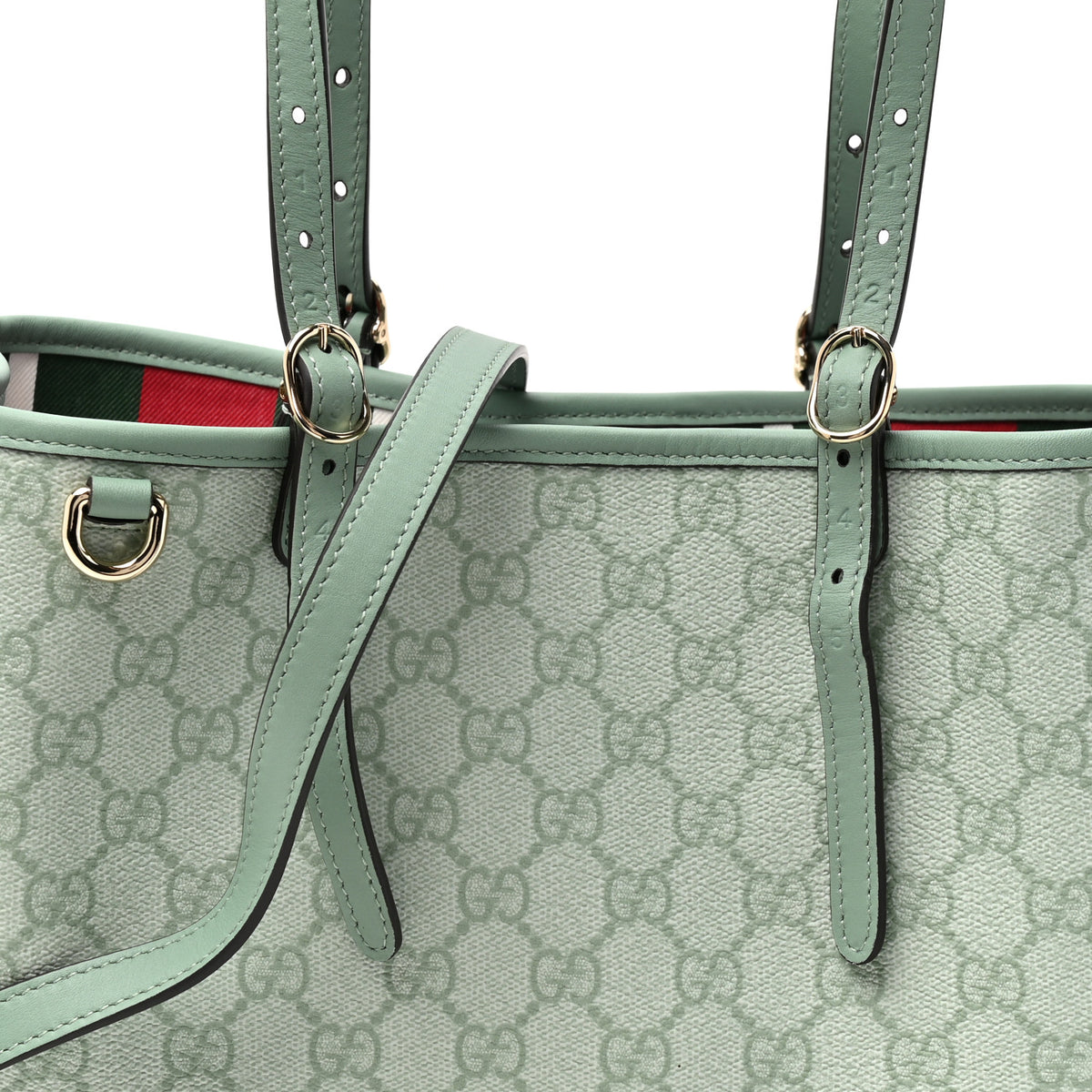 Gucci GG Supreme Monogram Emblem Medium Tote Bag Sage Green 7 of 9