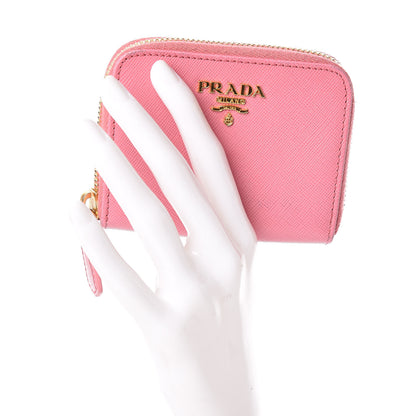 Prada Saffiano Metal Zip Coin Purse Geranio 2 of 10
