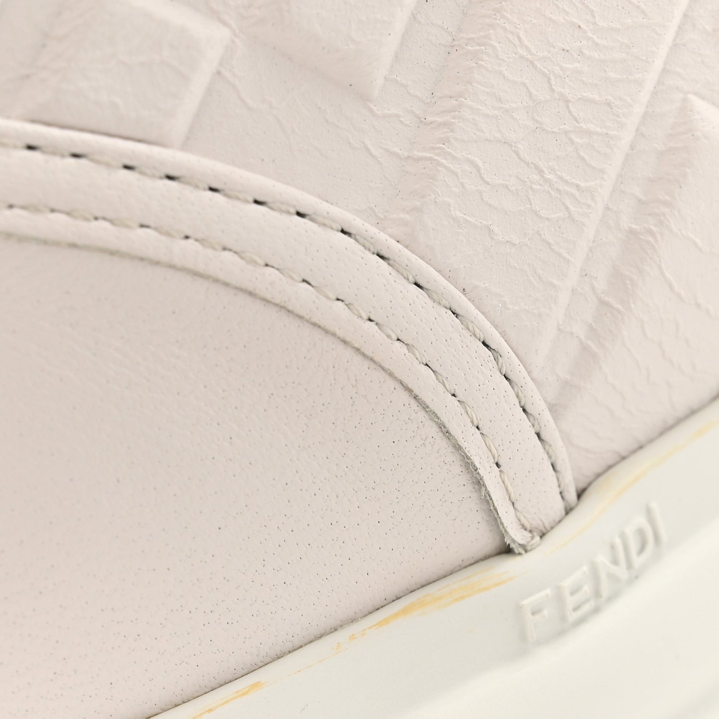 Lambksin FF Embossed Rise Low Top Sneakers 36.5 Ultra White