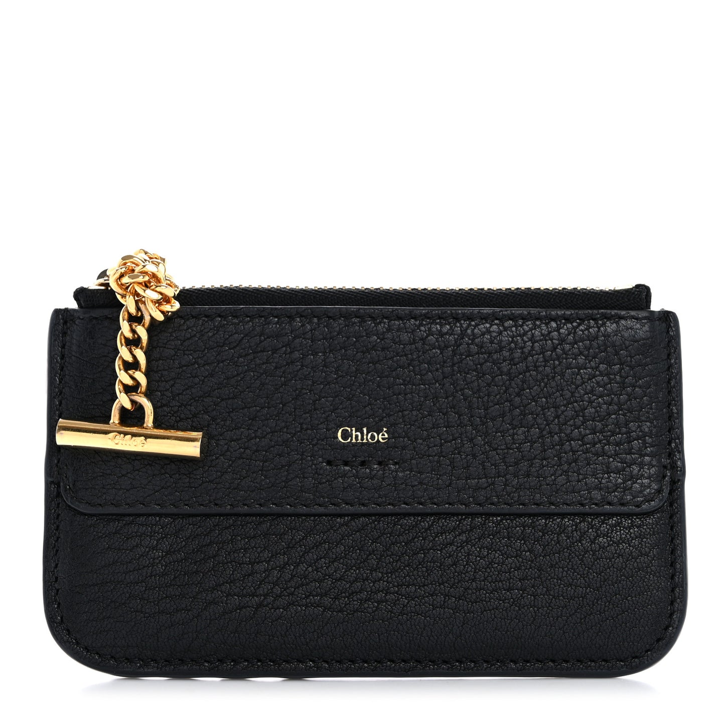 Grained Calfskin Drew Card Holder Black