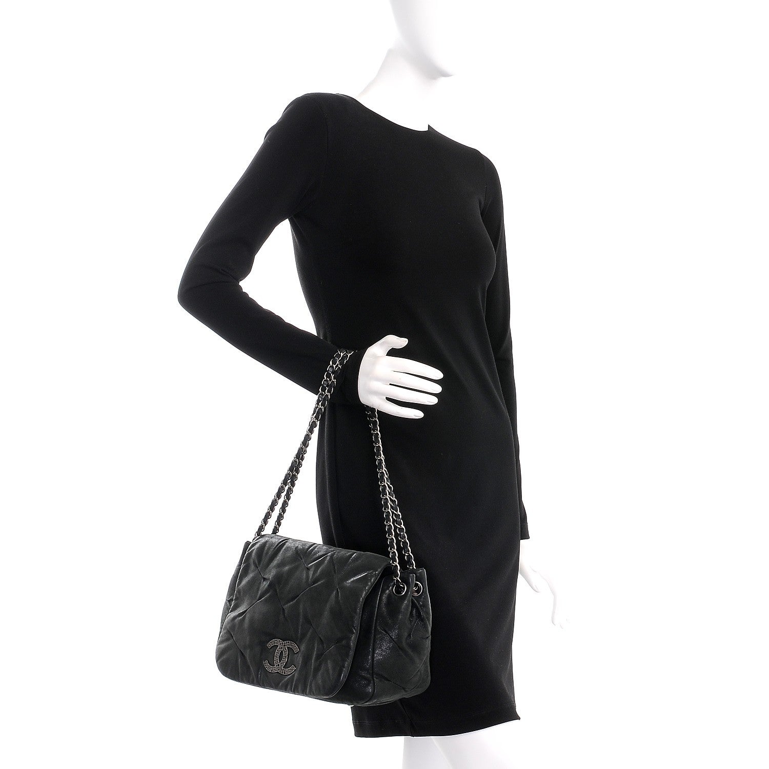 Chanel Iridescent Calfskin Glint Accordion Flap Black 3 of 8