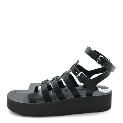 Hermes Calfskin Nylon Jupiter Sandals 40 Black 1 of 9