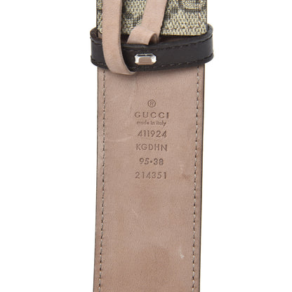Gucci GG Supreme Monogram Selleria Calfskin Interlocking G 40mm Belt 95 38 Beige Ebony Cocoa 5 of 6
