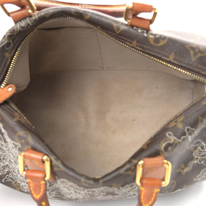 Louis Vuitton Monogram Dentelle Speedy 30 Silver 9 of 19