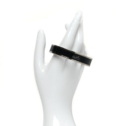Hermes Enamel Printed Narrow Caleche Bracelet 65 Black 2 of 5