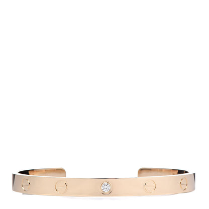 Cartier 18K Yellow Gold 1 Diamond LOVE Cuff Bracelet 18 1 of 6