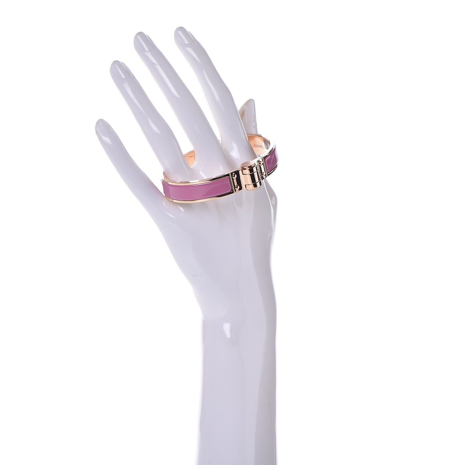 Hermes Enamel Charniere Uni Narrow Hinged Bracelet S Rose Flamingo 2 of 7