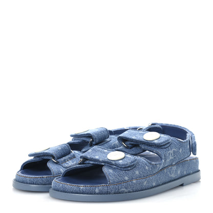 Chanel Printed Denim CC Dad Sandals 37.5 Light Blue 4 of 13