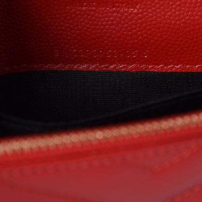 Saint Laurent Grain De Poudre Matelasse Chevron Monogram Envelope Chain Wallet New Red 8 of 8