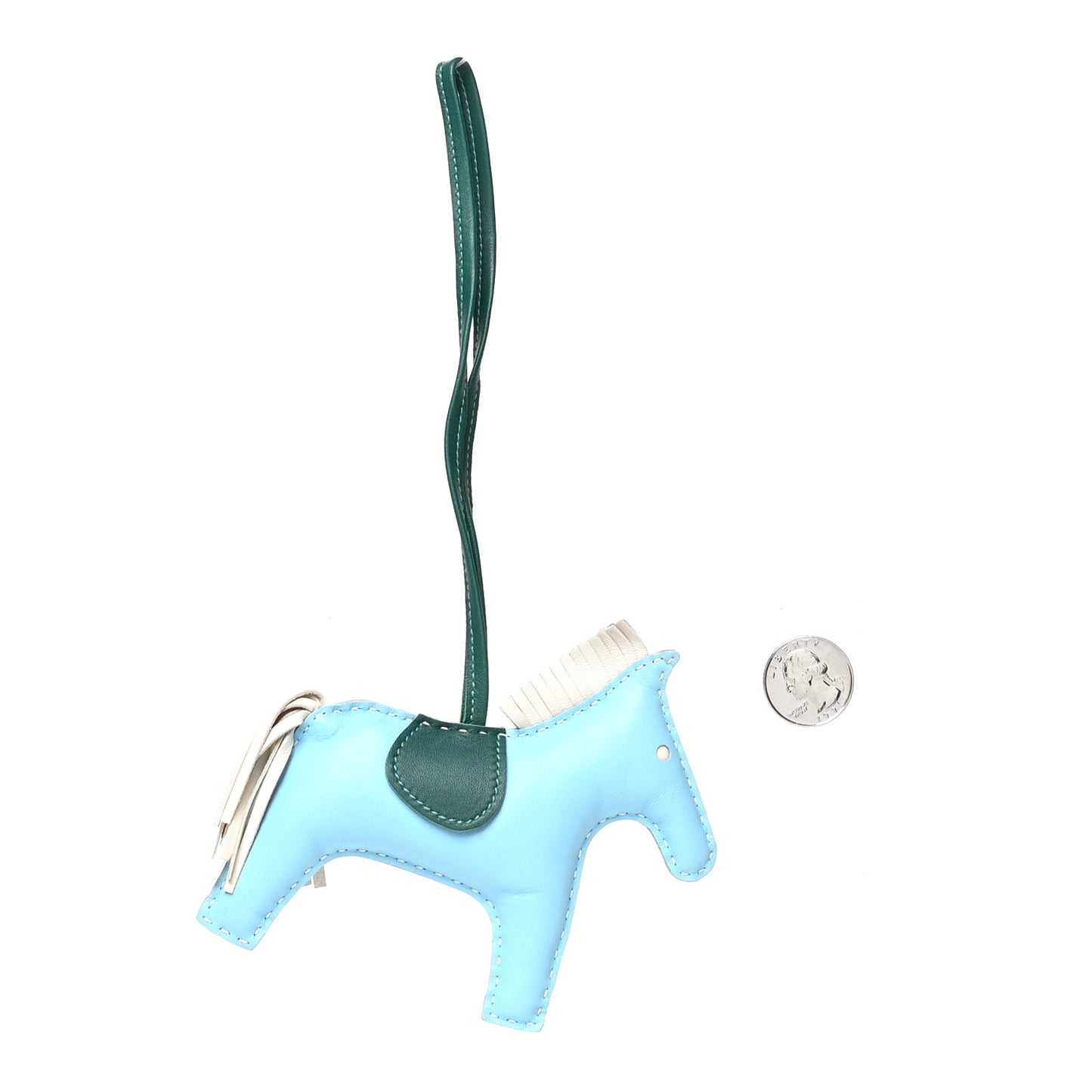 Milo Lambskin Grigri Rodeo Horse Bag Charm MM Celeste Malachite Craie