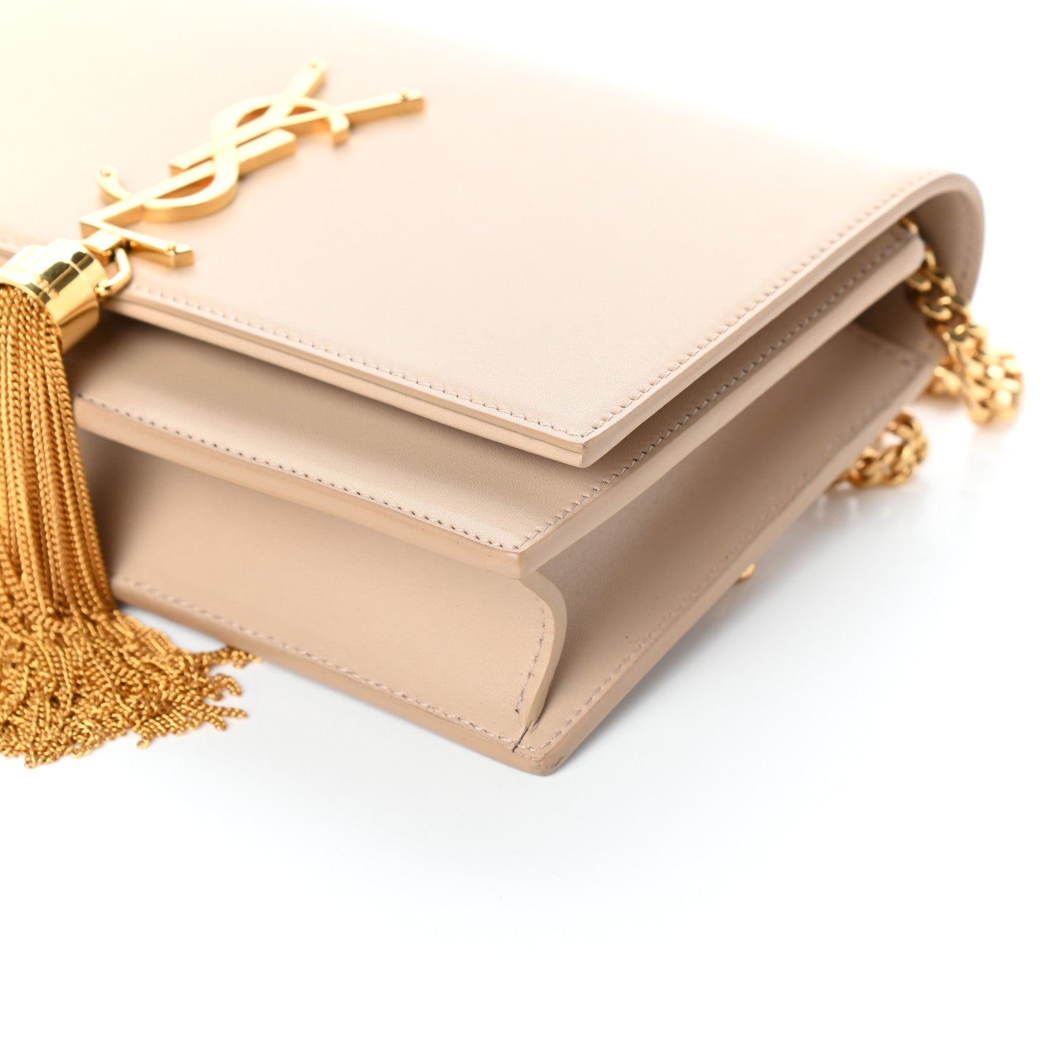 Saint Laurent Smooth Calfskin Classic Monogram Kate Tassel Chain Wallet Nude Powder 9 of 9