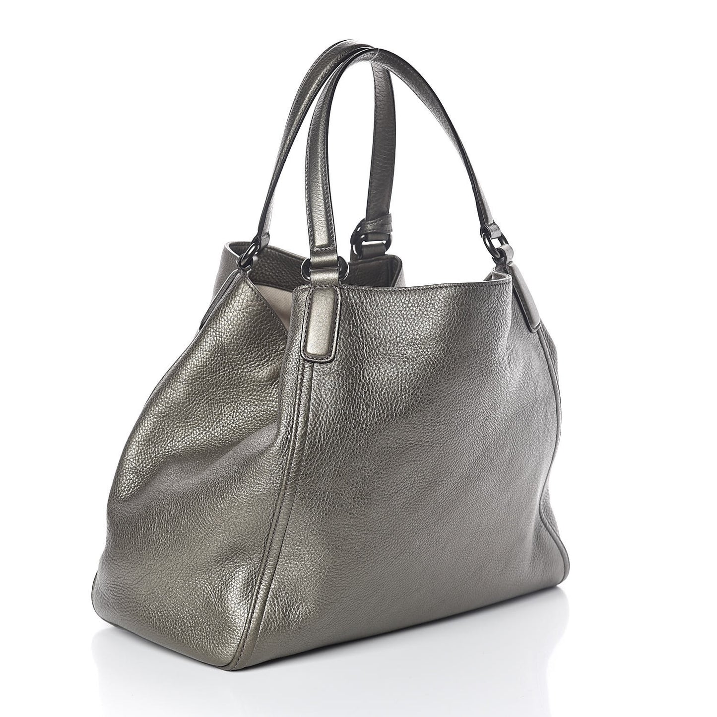 Metallic Pebbled Calfskin Medium Soho Shoulder Bag Sasso