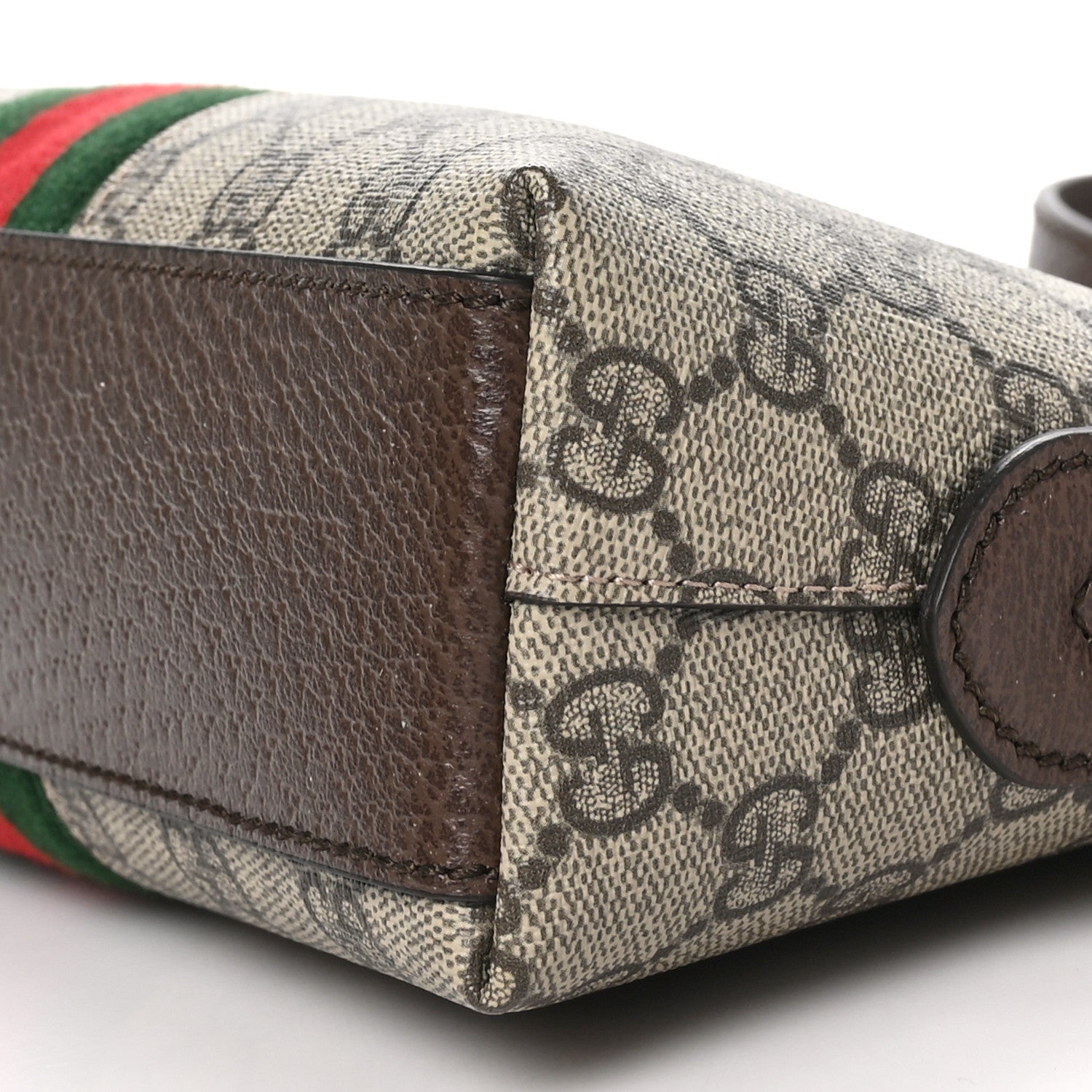 Gucci GG Supreme Monogram Textured Dollar Calfskin Web Small Ophidia Dome Shoulder Bag Beige Ebony New Acero 10 of 11