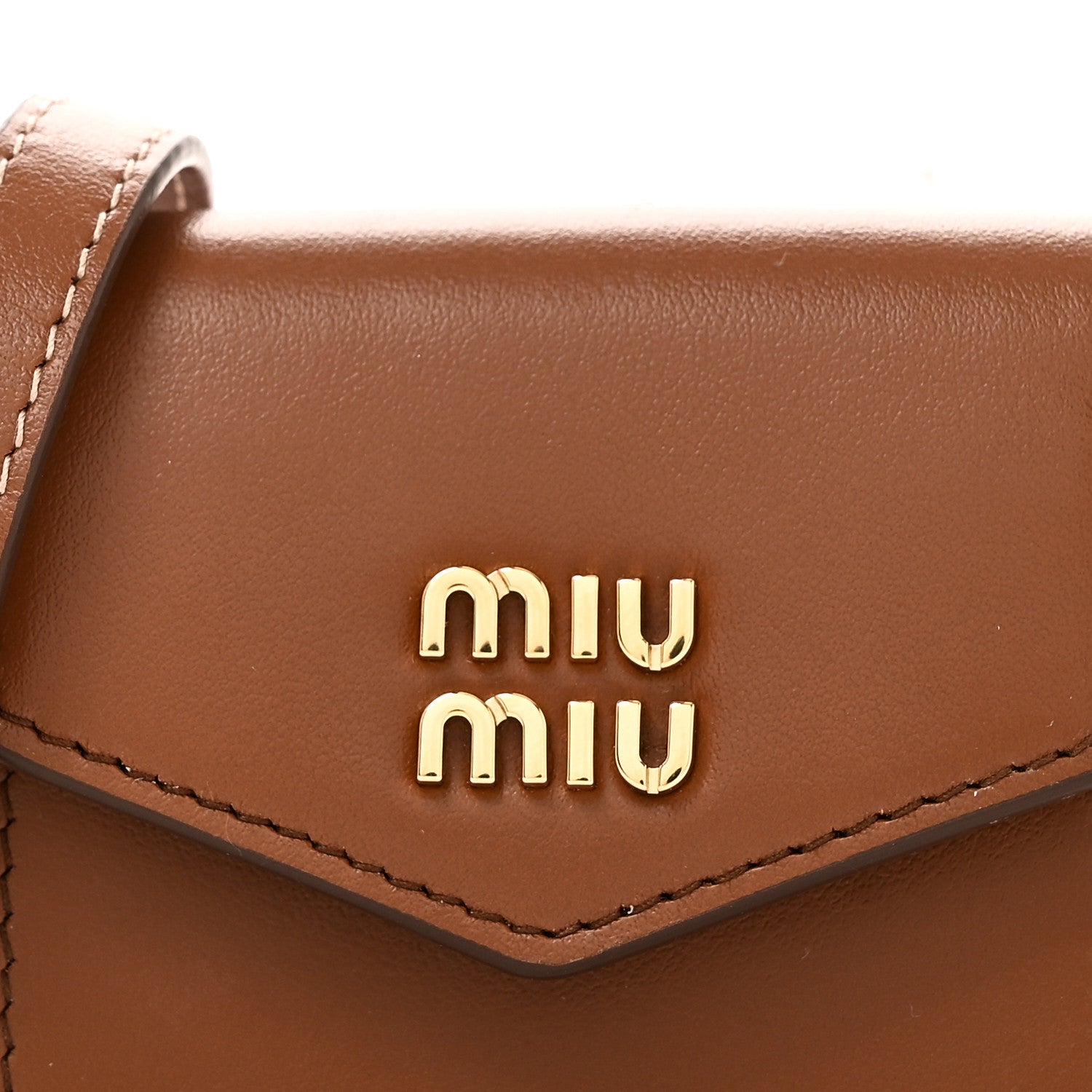 Miu Miu Nappa Flap Pouch Bag Charm Cognac Orange 1863644