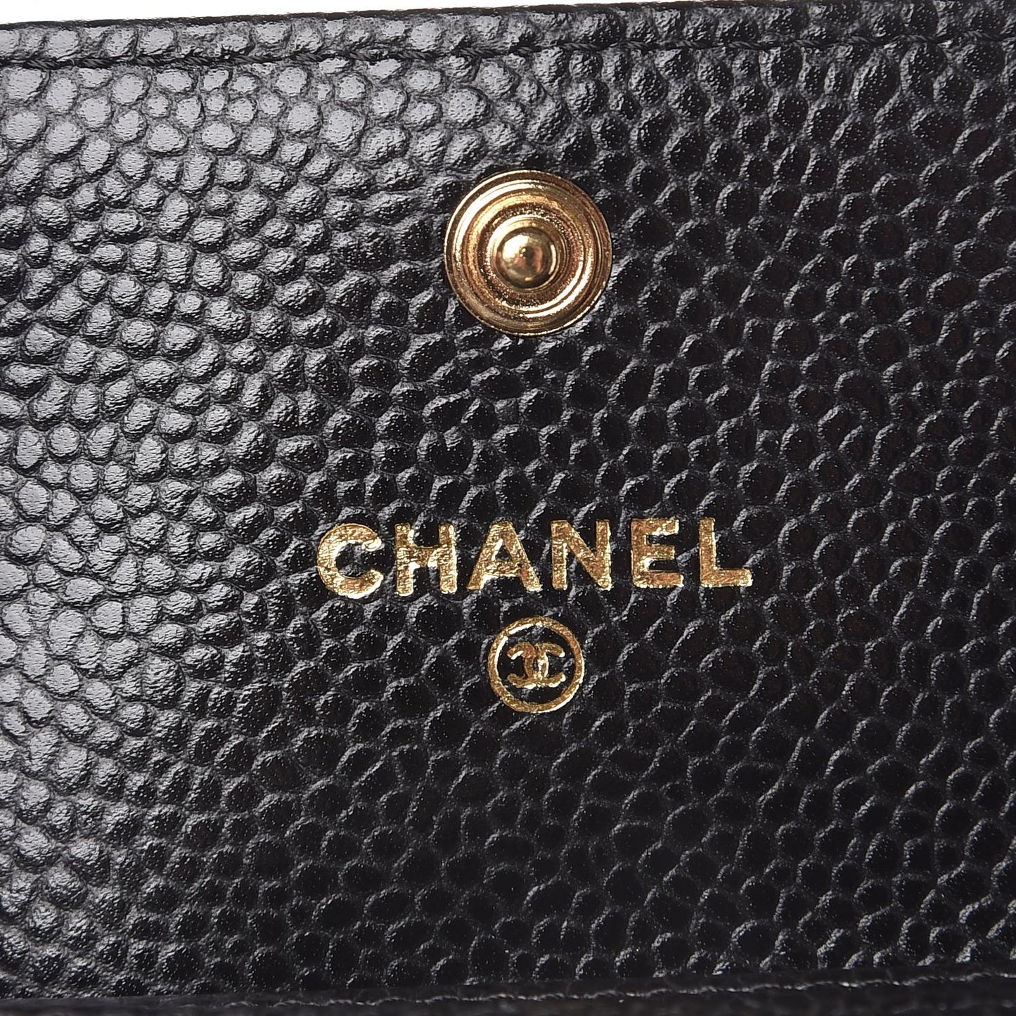 Caviar Quilted Flap Card Holder Black