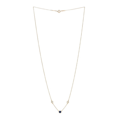 Tiffany 18K Yellow Gold Diamond Blue Sapphire Elsa Peretti Color by the Yard 3 Station Necklace 2 of 4