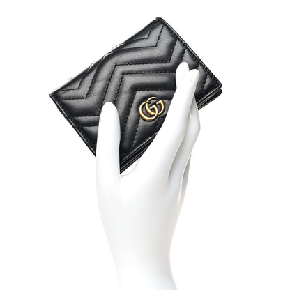 Gucci Calfskin Matelasse GG Marmont Card Case Wallet Black 2 of 12