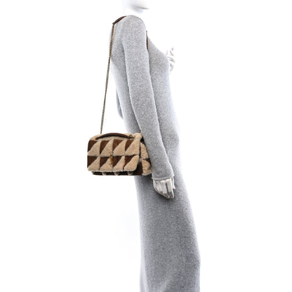 Saint Laurent Suede Shearling Patchwork Monogram Medium Jamie Brown Beige 2 of 11