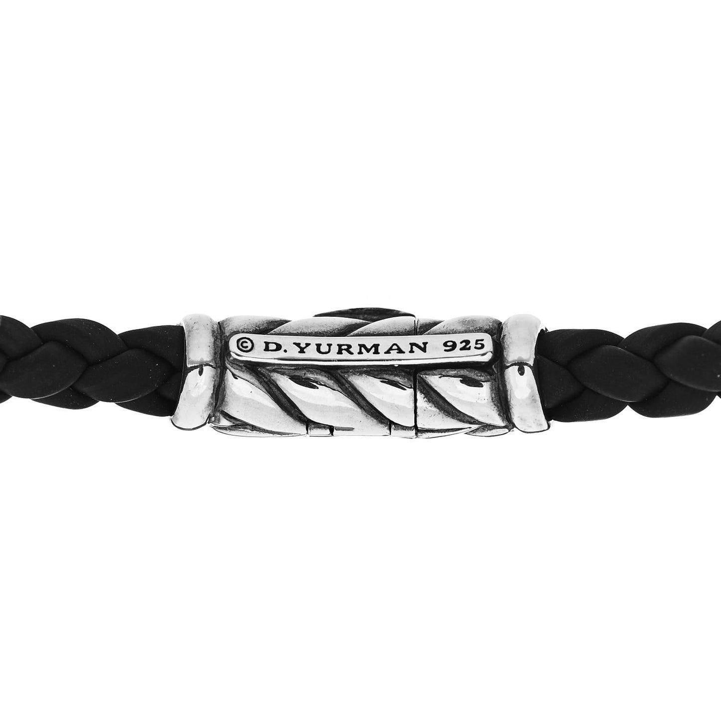 Sterling Silver Rubber Woven Bracelet Black