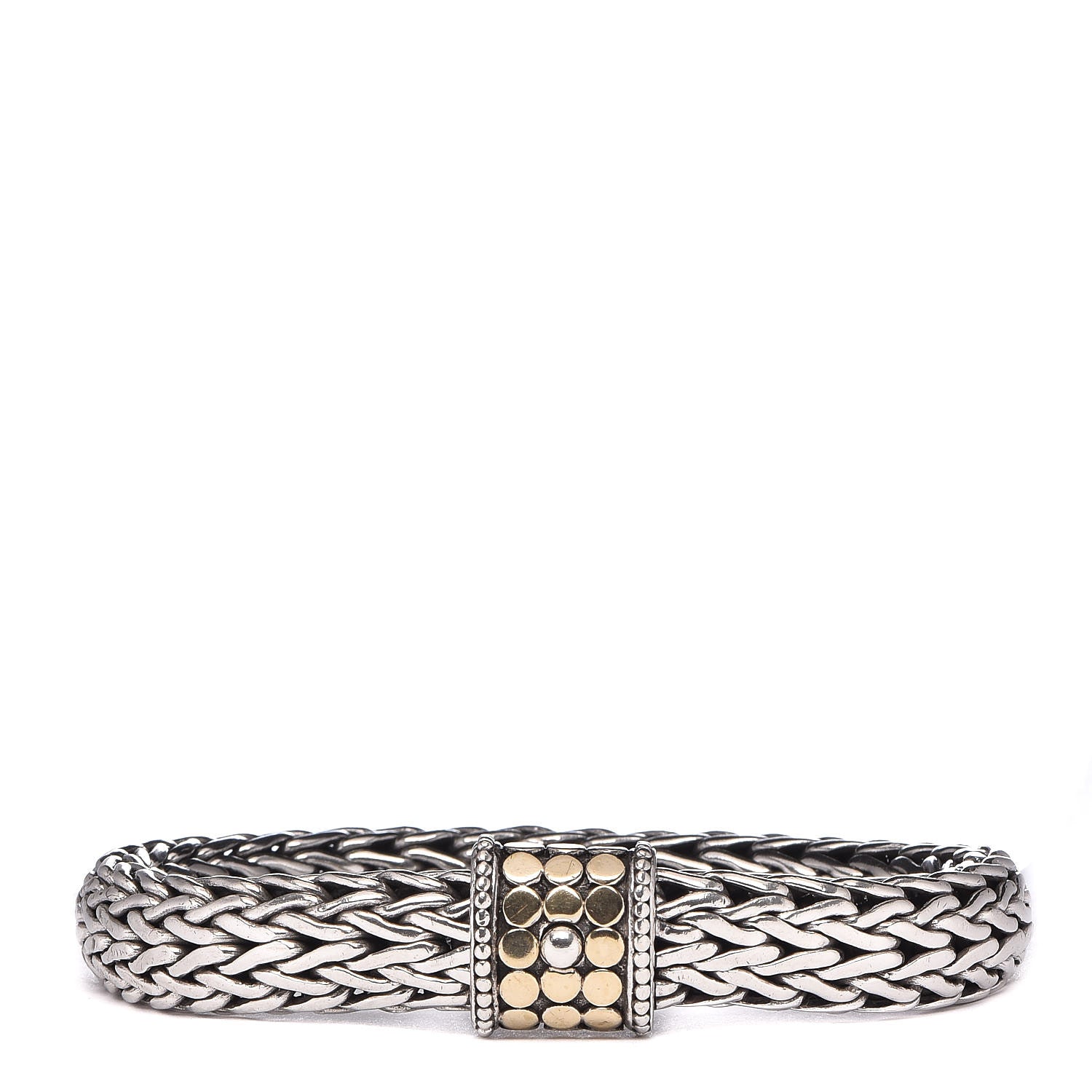 John Hardy Sterling Silver 18K Yellow Gold 10.5mm Classic Chain Dot Bracelet 1 of 4