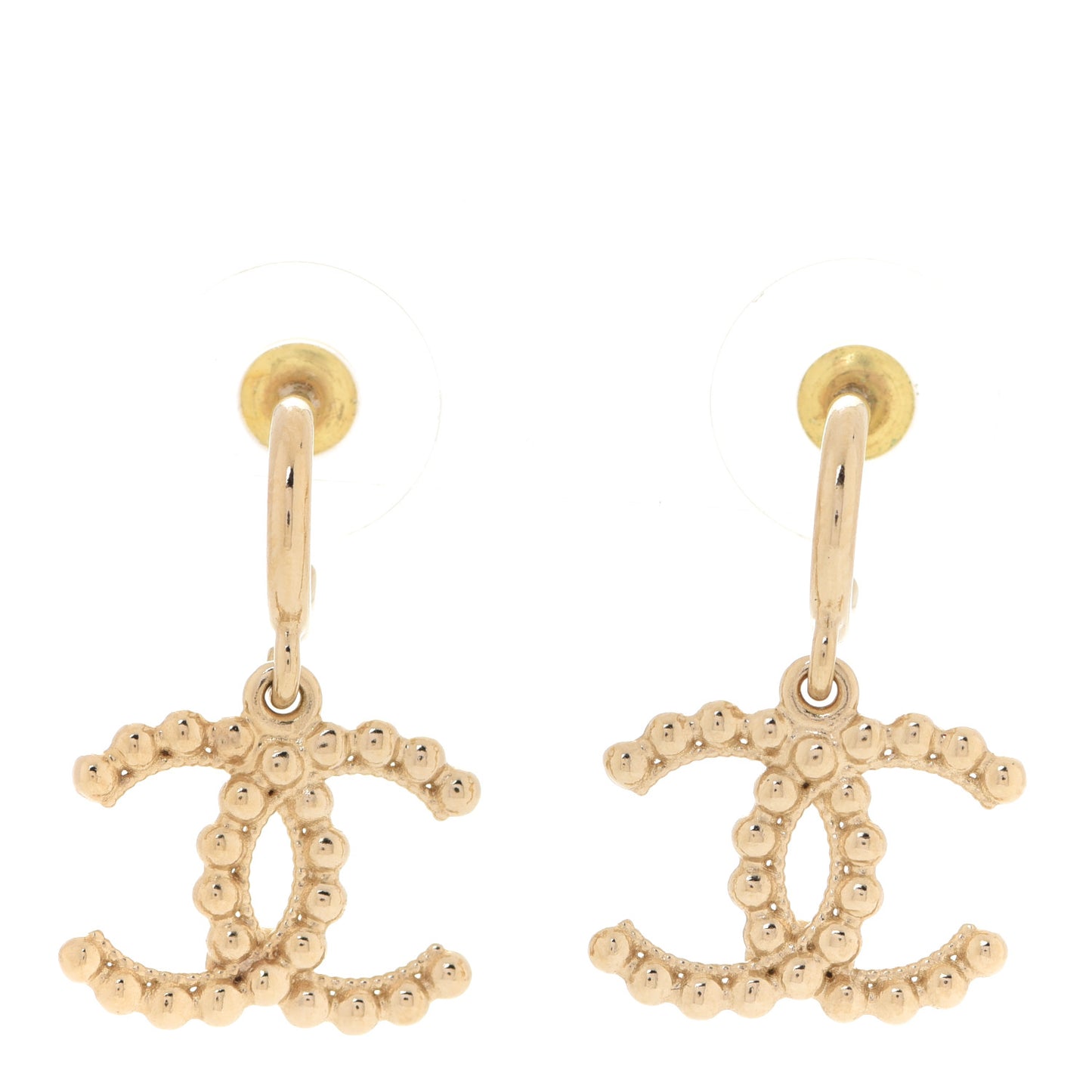 Metal Bead CC Drop Earrings Gold